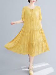 Loose Pleated Chiffon Midi Dress