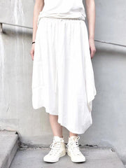 Solid Color Side Pointed Cropped Skirt