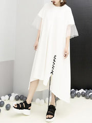 Loose Bandage Mesh Splicing Cropped Dress