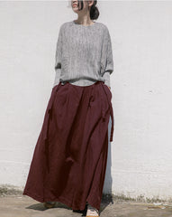 Women Loose Retro Solid Color Wide Leg Casual Pants