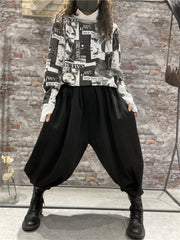 Magazine Print Casual Stripe Sweater