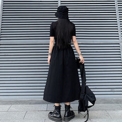 Women Irregular Zipper Solid Color Casual High Waist Skirt