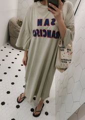 Loose Round Neck Print Short Sleeve Dress