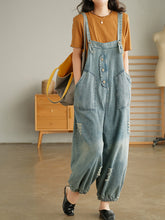 Hole Solid Color Age Reduce Suspenders Casual Pants