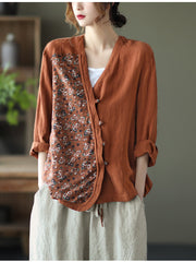 Retro Stitching Buttoned Shirt