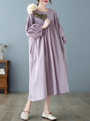 Loose Solid Color Midi Dress