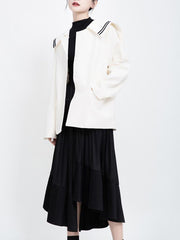 Solid Cropped Split-joint Pleated Skirt