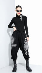 Casual Elastic Waist Personality Harem Pants Thickened And Velvet