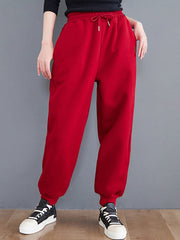 Loose Solid Color Fleece Harem Pants