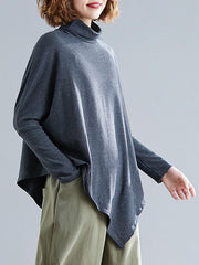 Loose Solid Cropped High-neck Shirt