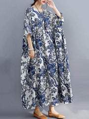 Original Round-Neck Floral V-Neck Dress