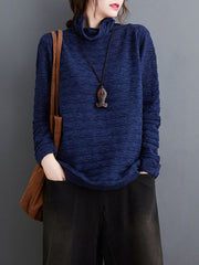 Women Turtleneck Solid Color Long Sleeve Sweater