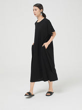 Solid Short Sleeves Cropped Maxi Dress