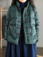Casual Retro Splicing Plate Buckle Coat