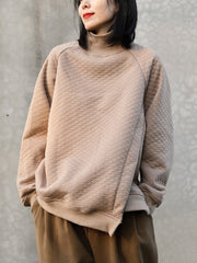 Women High Neck Pullover Loose Casual Sweatshirt