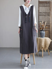 Solid Color Sleeveless V-Neck Midi Dress