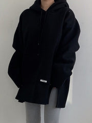 Loose Hooded Side Split Sweatshirt