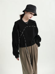 Patchwork Wool Geometric Clashing Hoodie