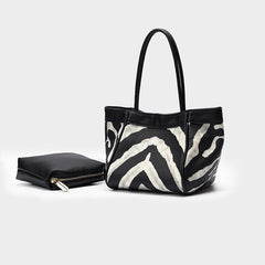 Retro Zebra-Print Casual Handbag