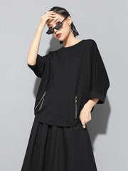 Casual Zipper Half-Sleeve T-Shirts