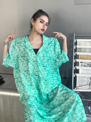 Summer Printed Loose Short Sleeves Suit
