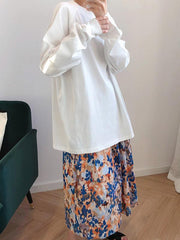 Printed Oil Painting Zipper Skirt