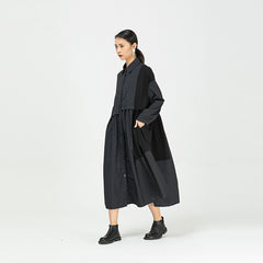 Women Stripe Stitching Irregular Dress