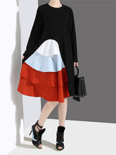 Women Loose Color Matching Casual Dress