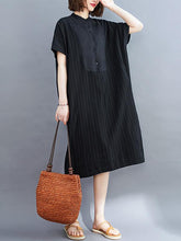 Loose Striped Split-Joint Midi-Dress