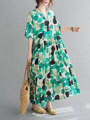 Round Neck Print Polka Dot Pullover Casual Dress