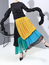 Stylish Cropped Contrast Color Splicing Skirt