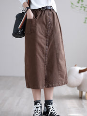 Solid Color Split Loose A-Line Skirt