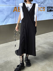 Summer Loose Solid Straight Vest Dress