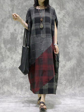 Original Split-Joint Batwing Sleeve Round-Neck Dress