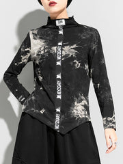 Women Tie Dye Slimming Irregular Bottoming Shirt