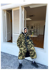 Mid-Length Quilted Thick Camouflage Lamb Cashmere Coat