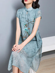 Loose Oversize Printed Split-side Dress