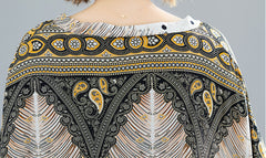 Women Ethnic Style V-Neck Printed Loose Dress