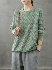 Retro Floral Loose Sweatshirt