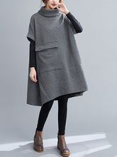 Women High Neck Stitching Casual Dress