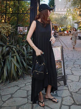 Loose Irregular Sleeveless Long Black Dress