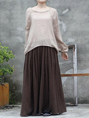 Loose Several Color Big-Hem Long Cotton Skirts