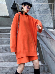 Two-Pieces Solid-Color Knitted Hoodie And Shorts Sets