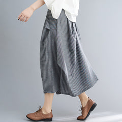 Vertical Striped Elastic Waist Skirt