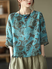 Vintage Print Side Drawstring T-Shirt