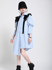 Women Solid Color Lapel Casual Dress