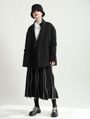 Casual Lozenge Latched Fastener Coat
