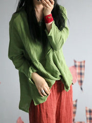 Vintage Round-Neck Batwing Sleeve Tops