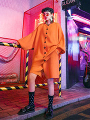 Two Pieces Solid Sweater And Shorts