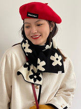 Versatile Double-Sided Floral Wool Scarf